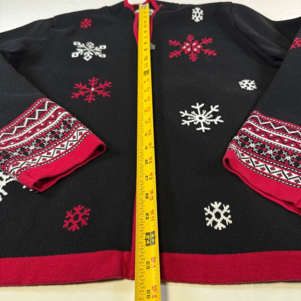Breckenridge Cardigan Sweater Snowflake Fair Isle Cuff Women's Size Large - Picture 6 of 6